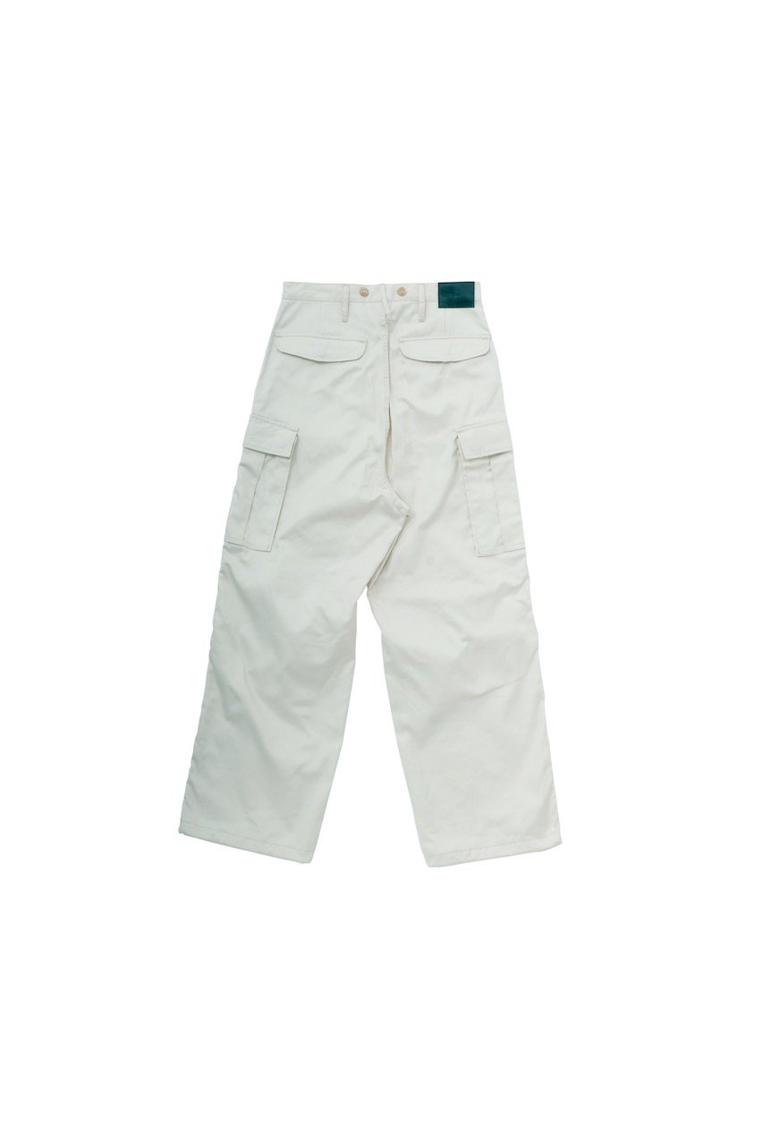 SUGARHILL（シュガーヒル）のHERRINGBONE ARMY CARGO PANTS WHITEの