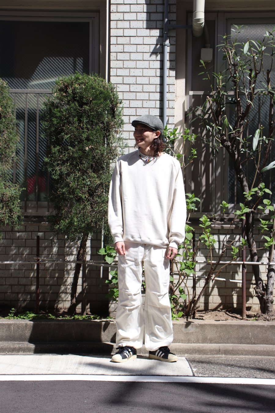 SUGARHILL（シュガーヒル）のHERRINGBONE ARMY CARGO PANTS WHITEの