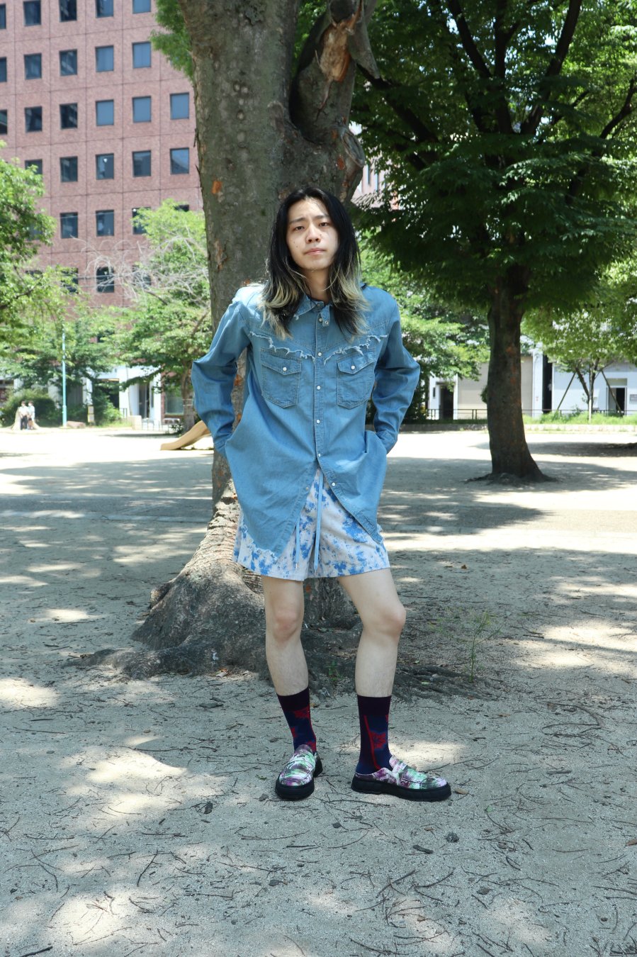 MASU（エムエーエスユー）のTIE-DYE JACQUARD SHORTS BLUEの通販サイト 