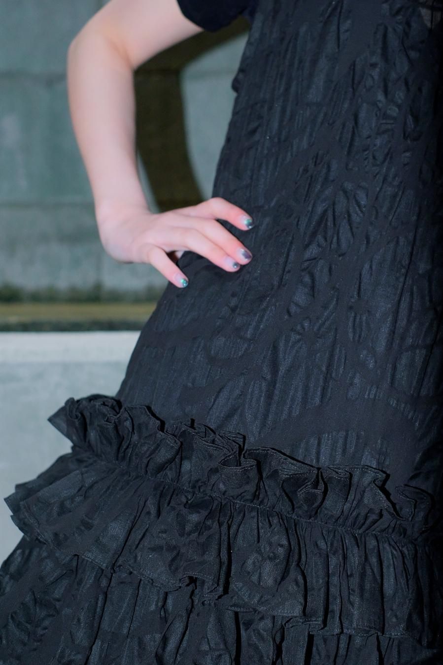 BELPER（ベルパー）のGATHERED RIPPLE DRESS BLACK（ワンピース