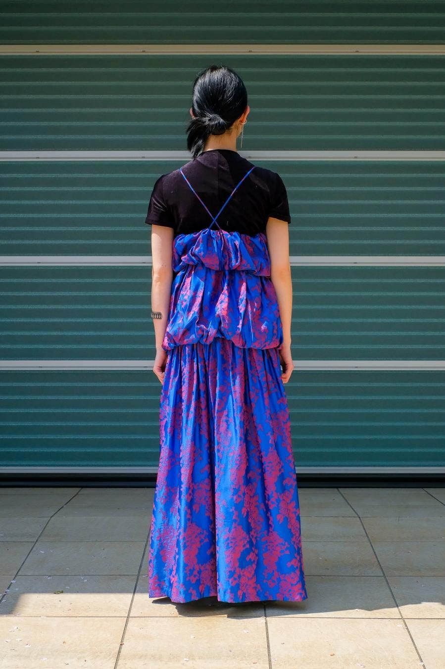 BELPER（ベルパー）のIKUKURU JACQUARD DRESS BLUE RED（ワンピース