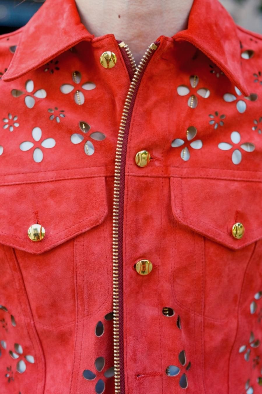 22AW FLOWER-CUT LEATHER JACKET