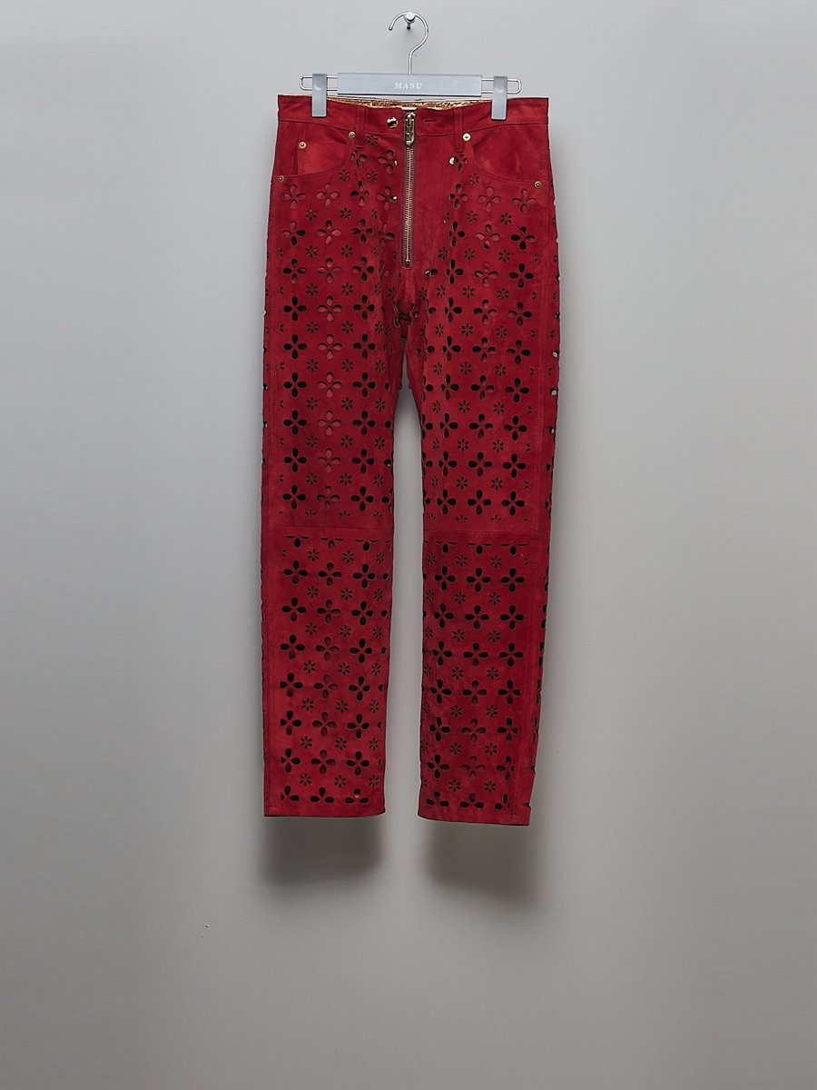 MASU  22aw FLOWER-CUT LEATHER PANTS(RED)<img class='new_mark_img2' src='https://img.shop-pro.jp/img/new/icons15.gif' style='border:none;display:inline;margin:0px;padding:0px;width:auto;' />