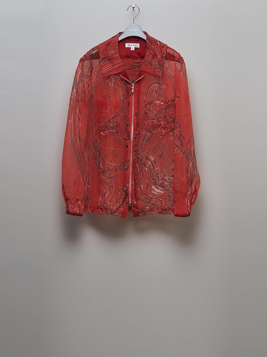 MASU（エムエーエスユー）のZIP-UP MARBLE BANDANA SHIRT REDの通販 