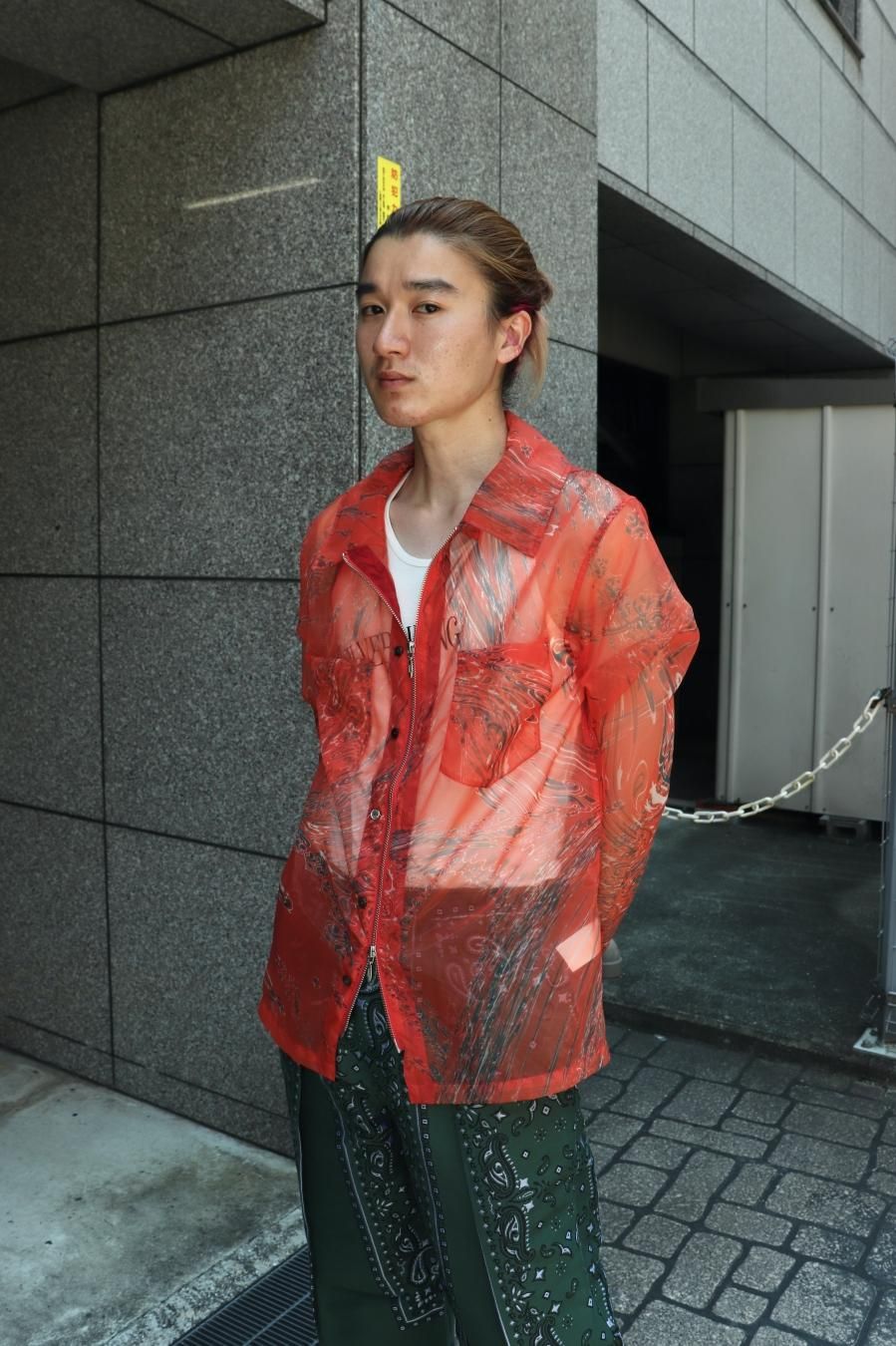 COMMEDESGAMASU ZIP-UP MARBLE BANDANA SHIRT - シャツ