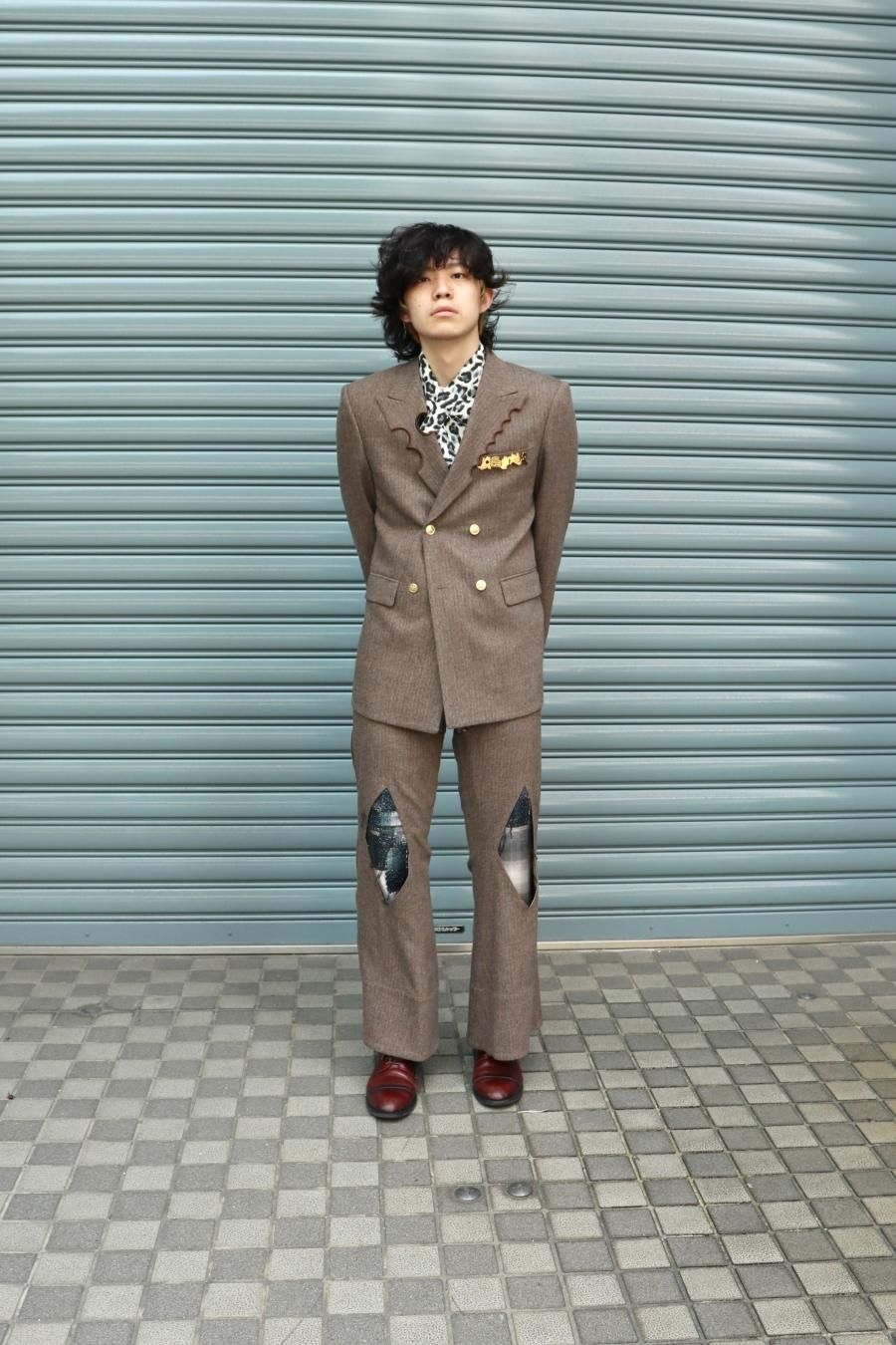 柄デザイン無地MASU 22aw NIBBLED BLAZER(MOCHA)