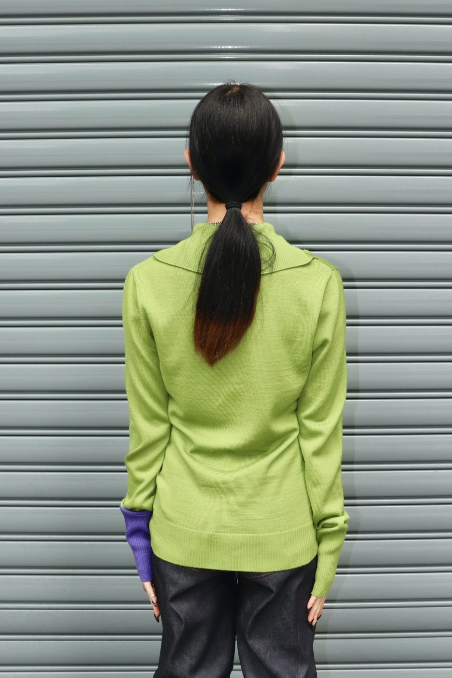 BELPER（ベルパー）のWOOL KNIT TOP GREEN PURPLE（ニット）の通販