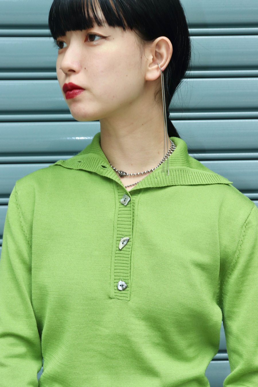 BELPER（ベルパー）のWOOL KNIT TOP GREEN PURPLE（ニット）の通販