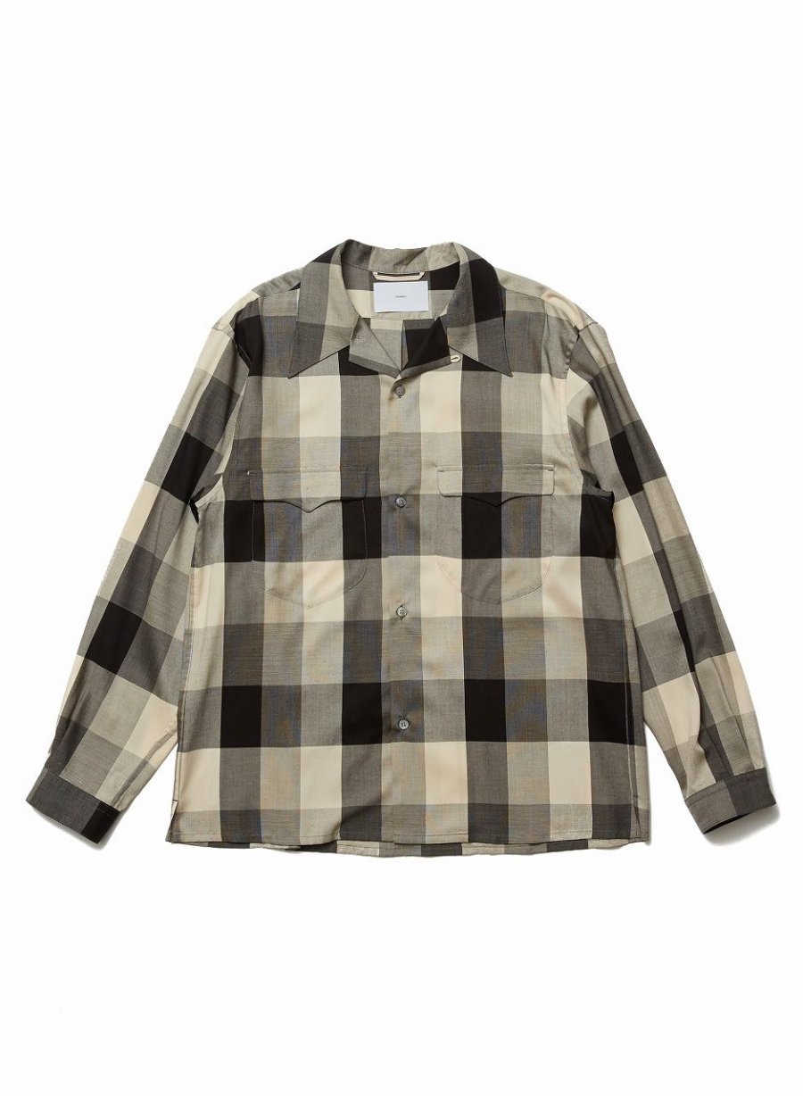 SUGARHILL 22aw BLOCK CHECK OPEN-COLLAR SHIRT (BLACK AND WHITE)<img class='new_mark_img2' src='https://img.shop-pro.jp/img/new/icons15.gif' style='border:none;display:inline;margin:0px;padding:0px;width:auto;' />