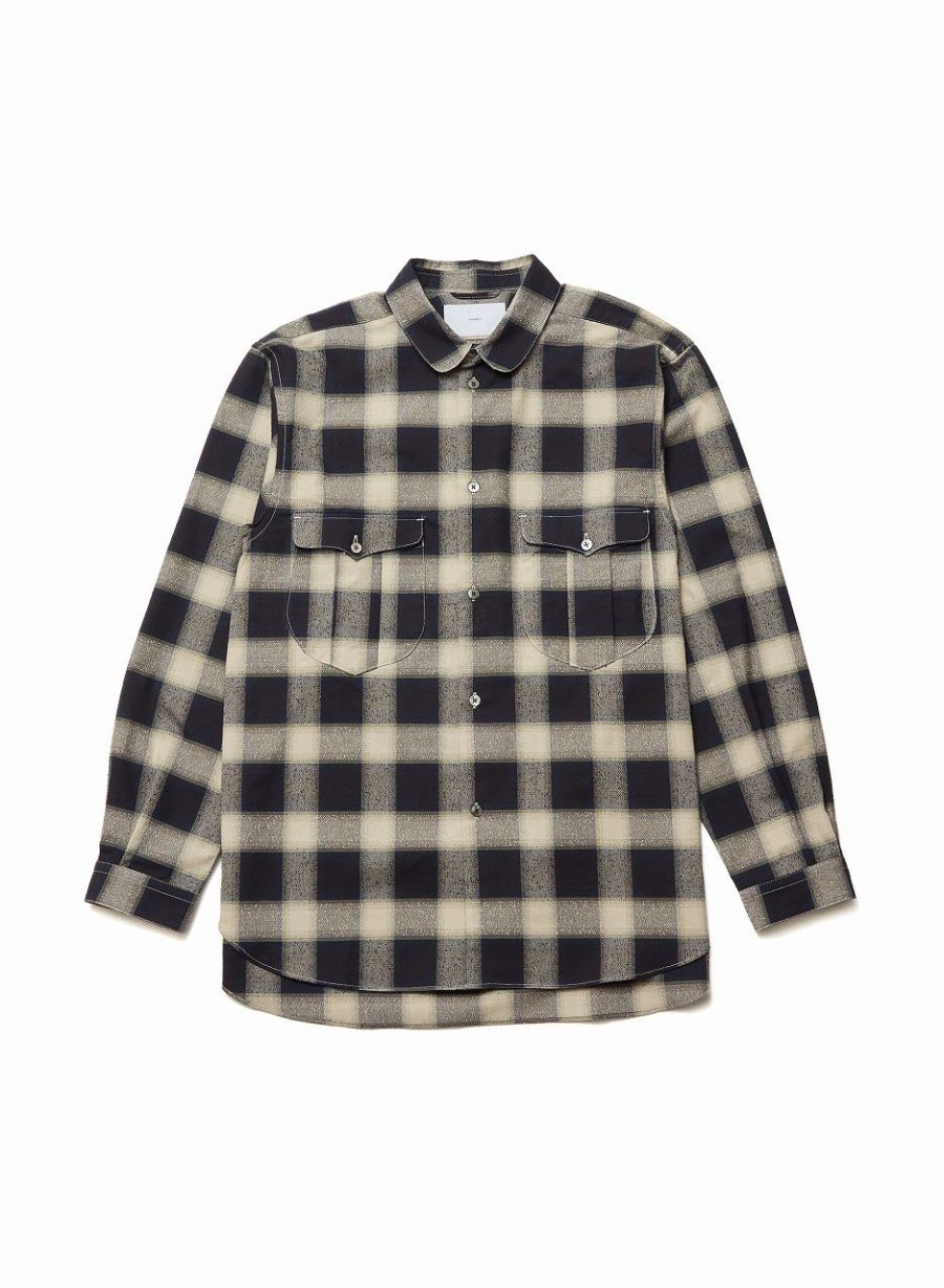 SUGARHILL（シュガーヒル）のOMBRE ROUND-COLLAR SHIRT NAVY OMBREの