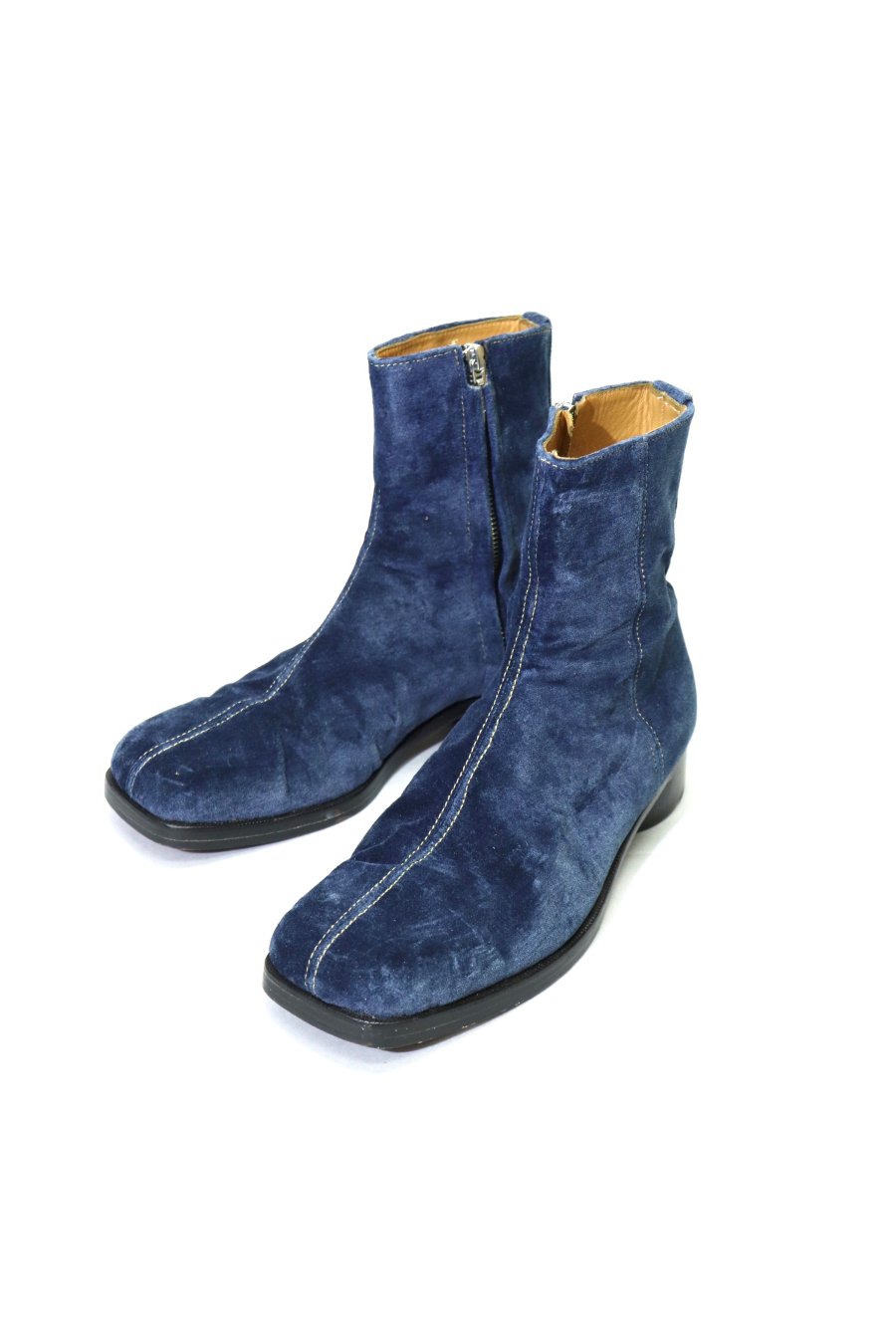 MASU（エムエーエスユー）のINDIGO VELVET SIDE ZIP BOOTS（ブーツ）の