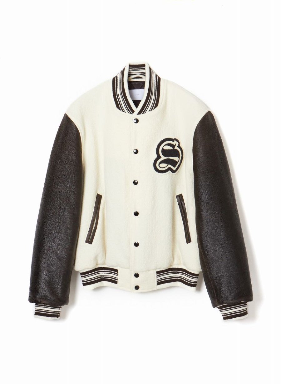 SUGARHILL 22aw GILL LEATHER STADIUM JACKET(CREAM WHITE X BLACK GILL)<img class='new_mark_img2' src='https://img.shop-pro.jp/img/new/icons15.gif' style='border:none;display:inline;margin:0px;padding:0px;width:auto;' />