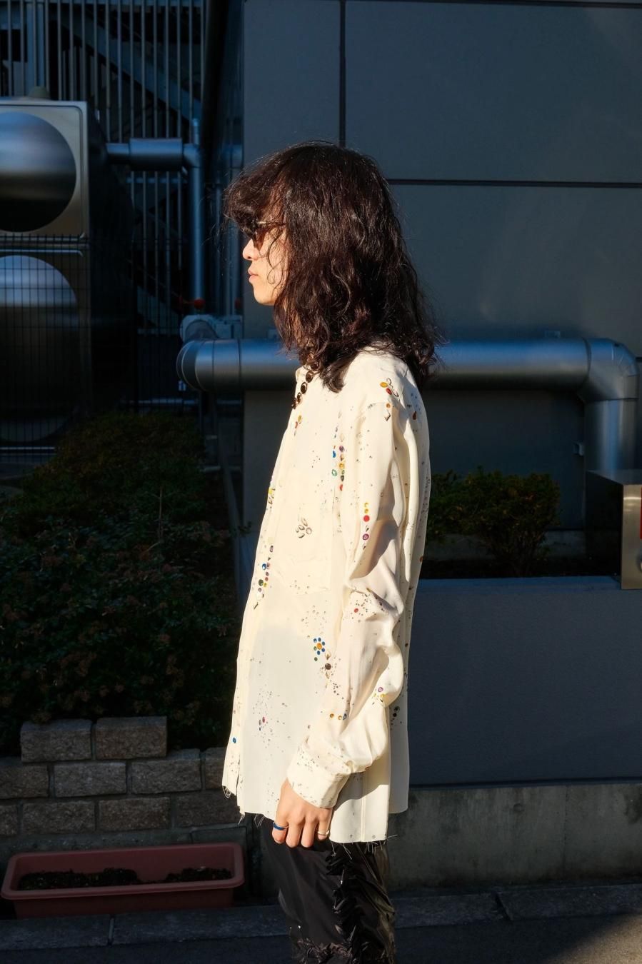 【MASU】 ZIP-UP GALAXY SILK SHIRT(WHIITE)