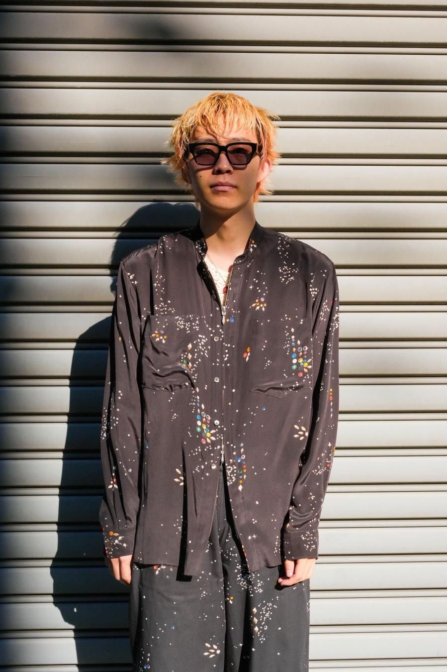 【MASU】 ZIP-UP GALAXY SILK SHIRT(WHIITE)