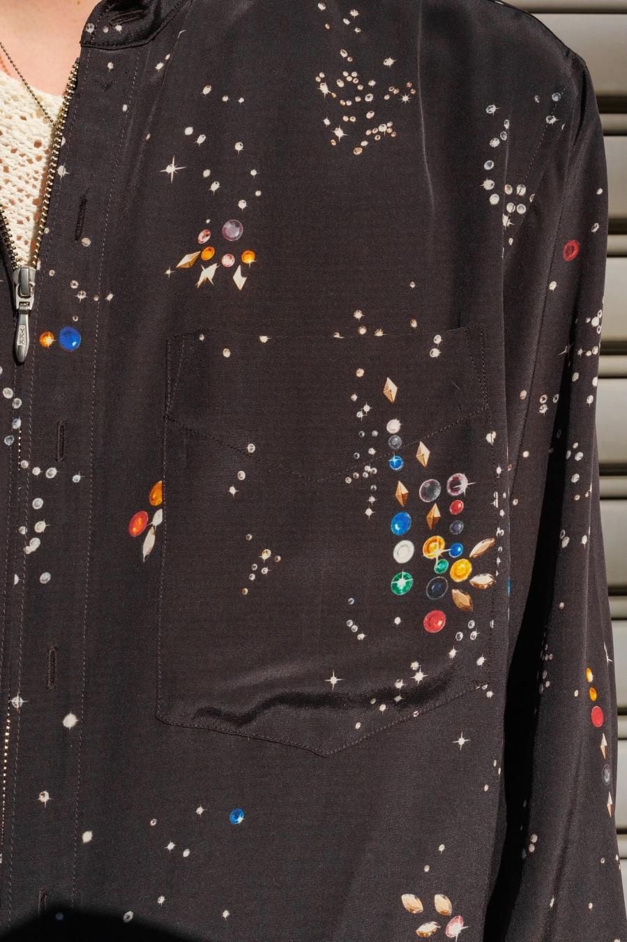 MASU(エムエーエスユー)のZIP-UP GALAXY SILK SHIRT BLACKの MASU(エムエーエスユー)のZIP-UP GALAXY SILK SHIRT BLACKの