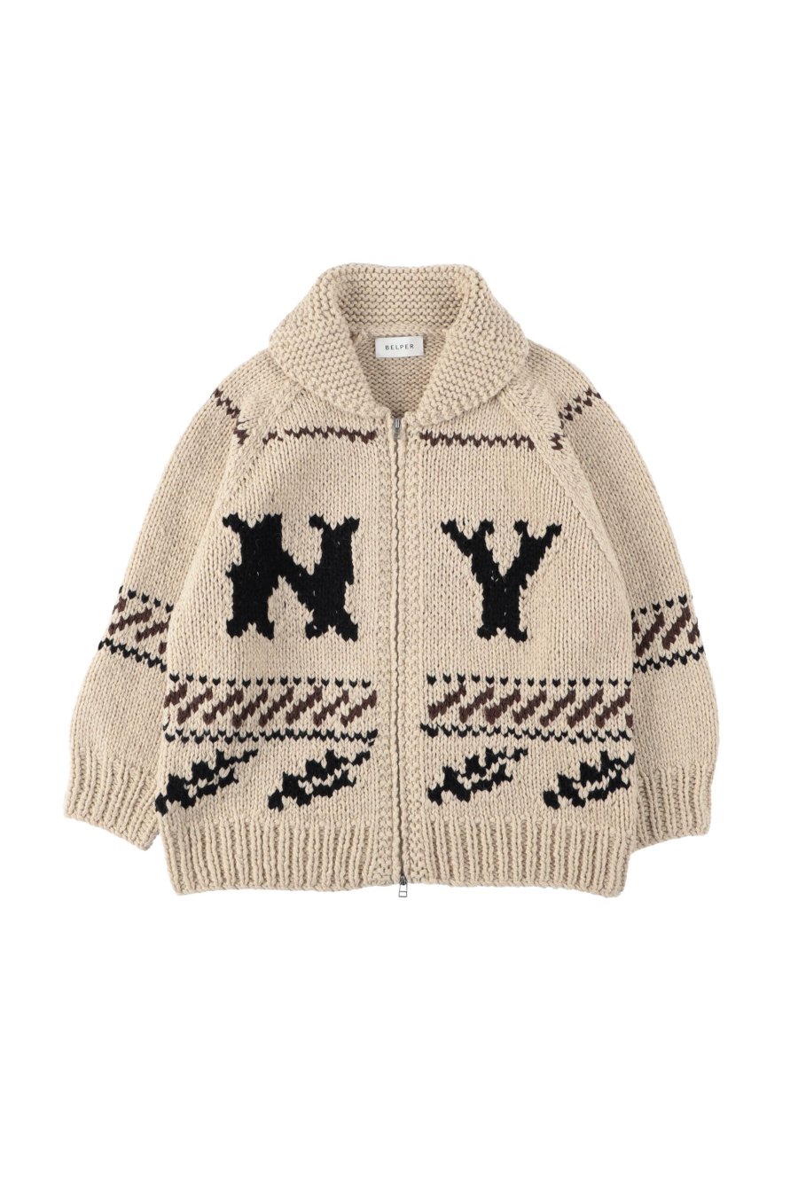 BELPER  22AW COWICHAN KNIT JACKET(BEIGE)<img class='new_mark_img2' src='https://img.shop-pro.jp/img/new/icons15.gif' style='border:none;display:inline;margin:0px;padding:0px;width:auto;' />