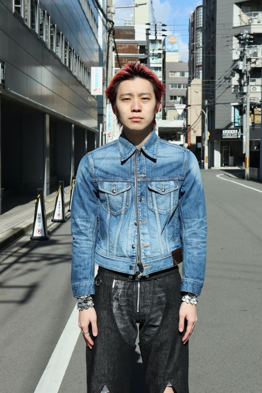 masu faded denim trucker jacket black 46 avenues.tv