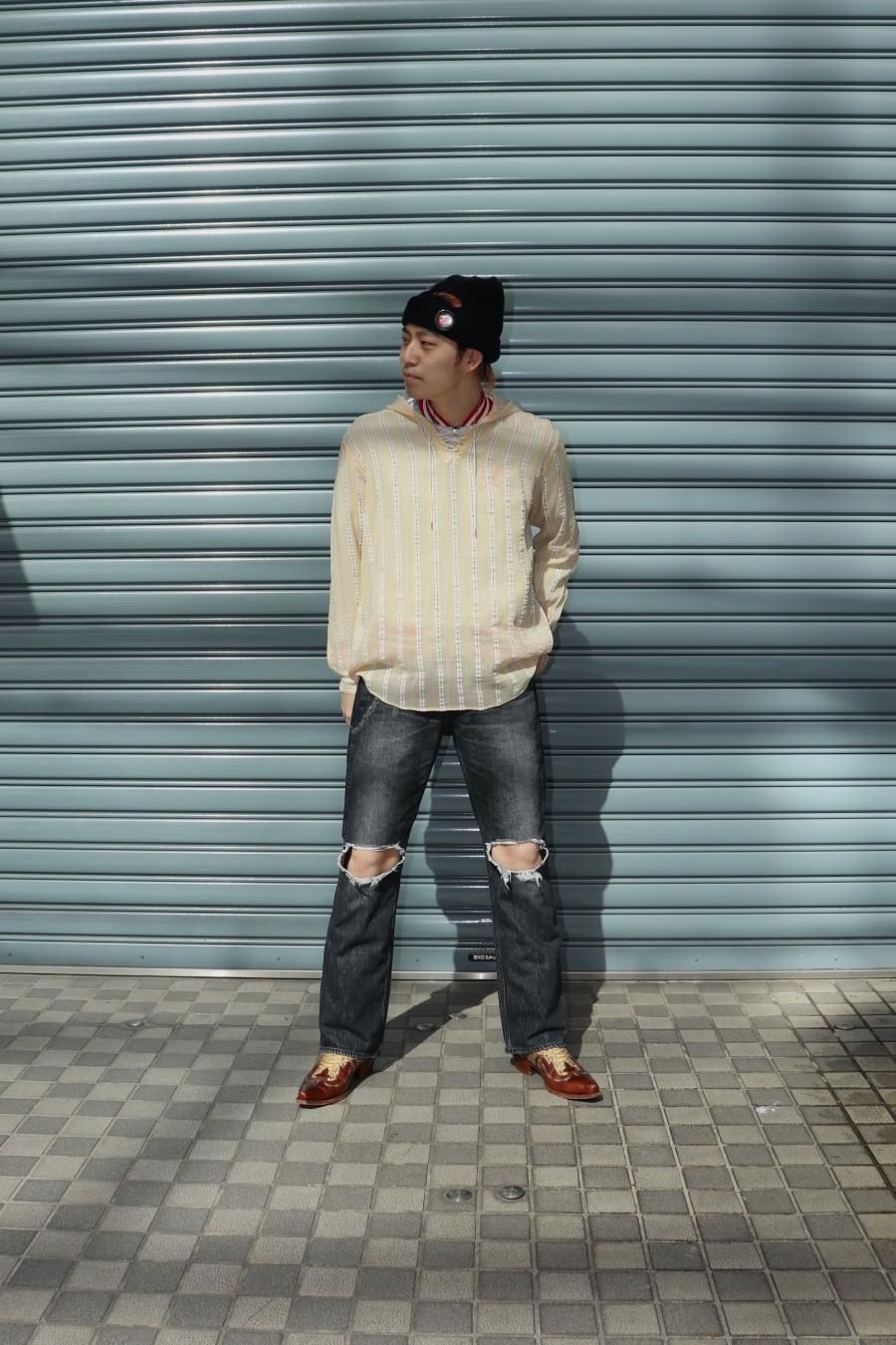 MASU（エムエーエスユー）のDAMAGED FLARE FIT JEANS BLACKの通販