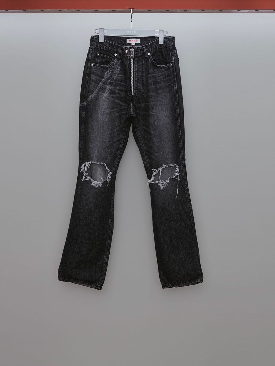MASU  23ss DAMAGED FLARE FIT JEANS(BLACK)<img class='new_mark_img2' src='https://img.shop-pro.jp/img/new/icons15.gif' style='border:none;display:inline;margin:0px;padding:0px;width:auto;' />