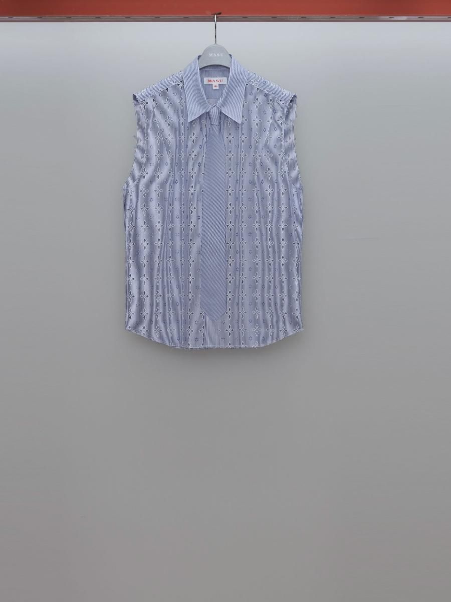 MASU（エムエーエスユー）のDIAMOND-CUT SLEEVELESS SHIRT BLUEの通販 ...