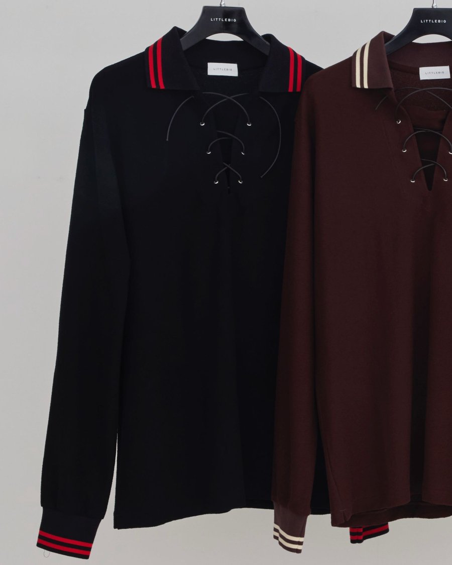 LITTLEBIG（リトルビッグ）のL/S Lace-Up Polo SH Black or Brown or Redの通販サイト-大阪 堀江  PALETTE art alive（パレットアートアライヴ）-