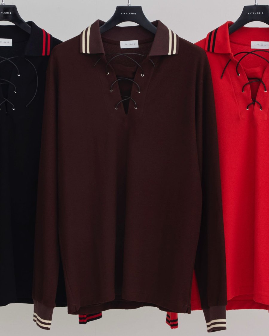 LITTLEBIG（リトルビッグ）のL/S Lace-Up Polo SH Black or Brown or Redの通販サイト-大阪 堀江  PALETTE art alive（パレットアートアライヴ）-