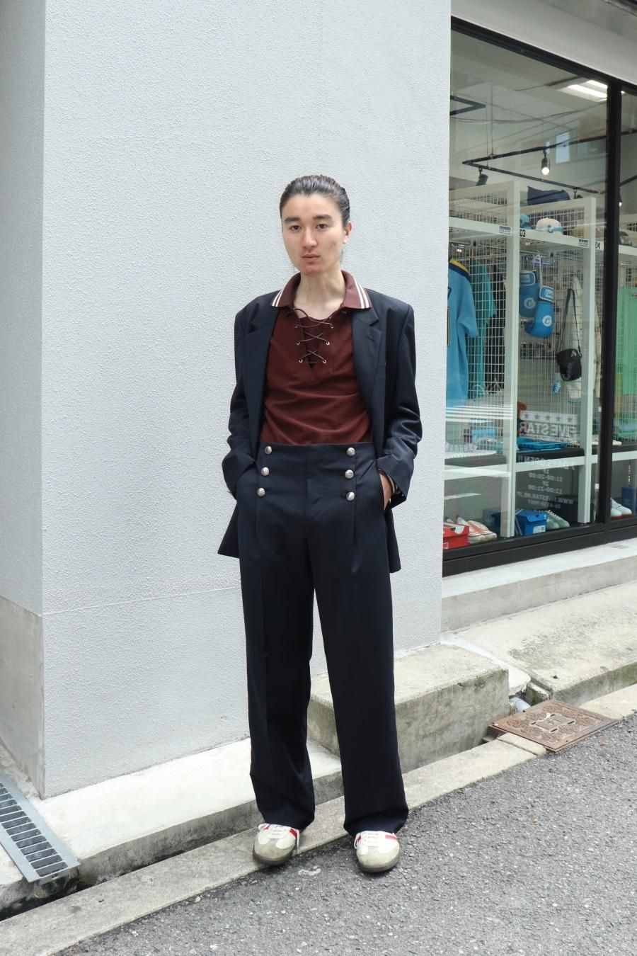 LITTLEBIG（リトルビッグ）のL/S Lace-Up Polo SH Black or