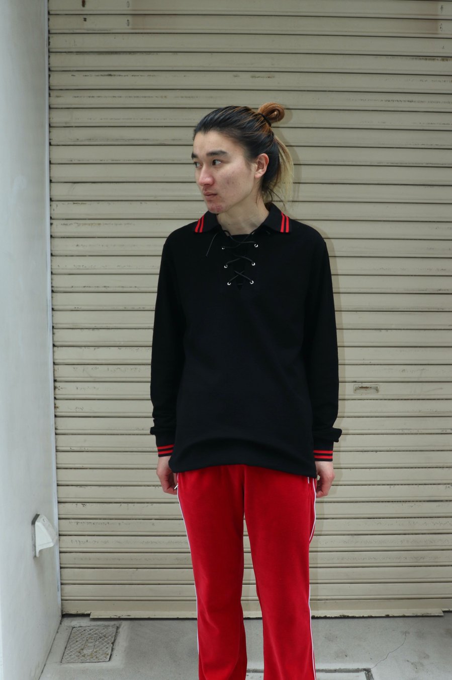 LITTLEBIG（リトルビッグ）のL/S Lace-Up Polo SH Black or Brown or Redの通販サイト-大阪 堀江  PALETTE art alive（パレットアートアライヴ）-