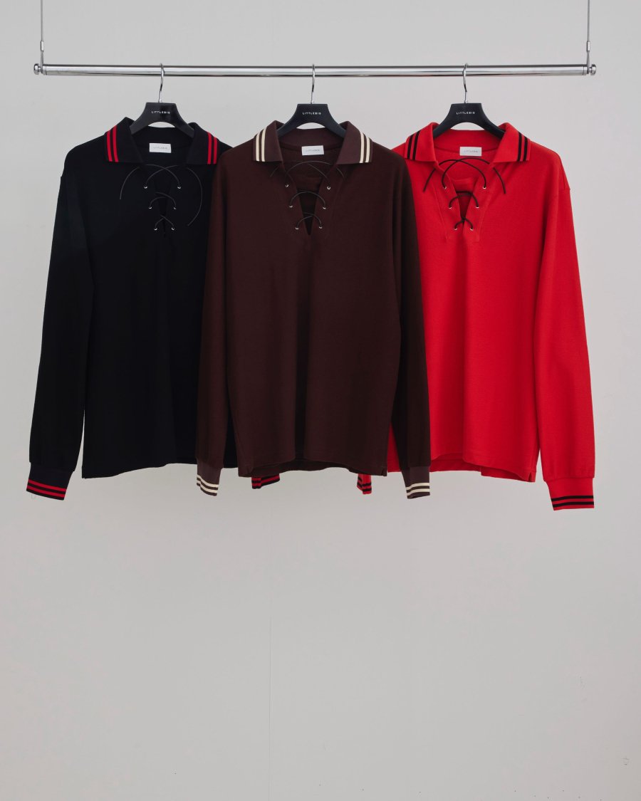 LITTLEBIG  L/S Lace-Up Polo SH(Black or Brown or Red)<img class='new_mark_img2' src='https://img.shop-pro.jp/img/new/icons15.gif' style='border:none;display:inline;margin:0px;padding:0px;width:auto;' />