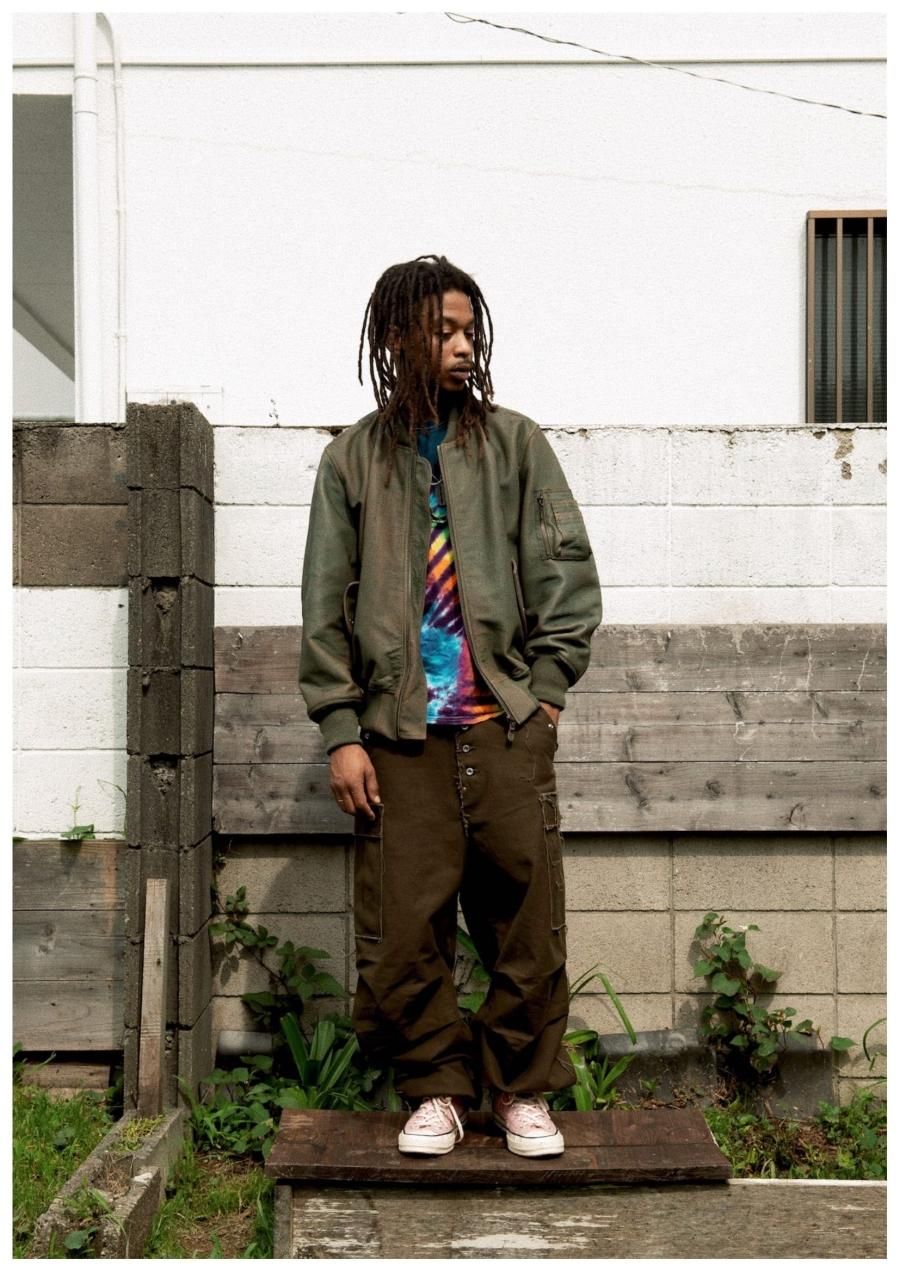 SUGARHILL RAW-EDGE CANVAS CARGO PANTSワイドストレート