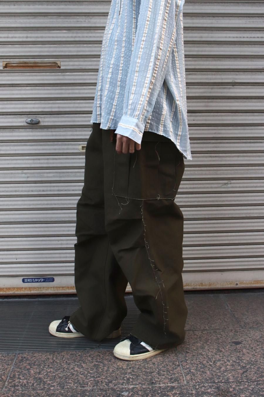 SUGARHILL（シュガーヒル）のRAW EDGE CANVAS CARGO PANTS DARK KHAKI