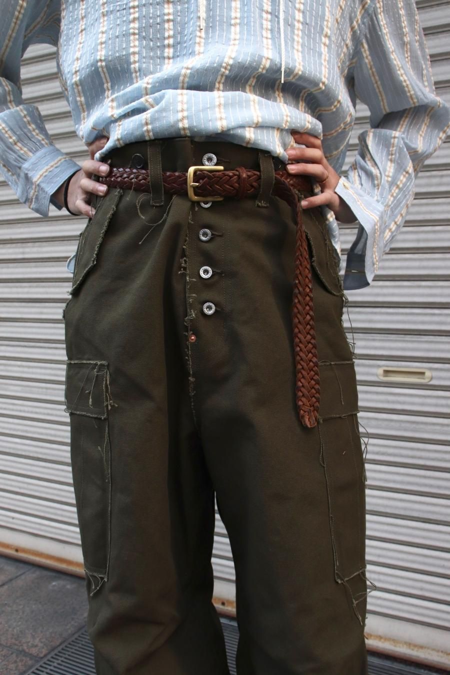 SUGARHILL（シュガーヒル）のRAW EDGE CANVAS CARGO PANTS DARK KHAKI 