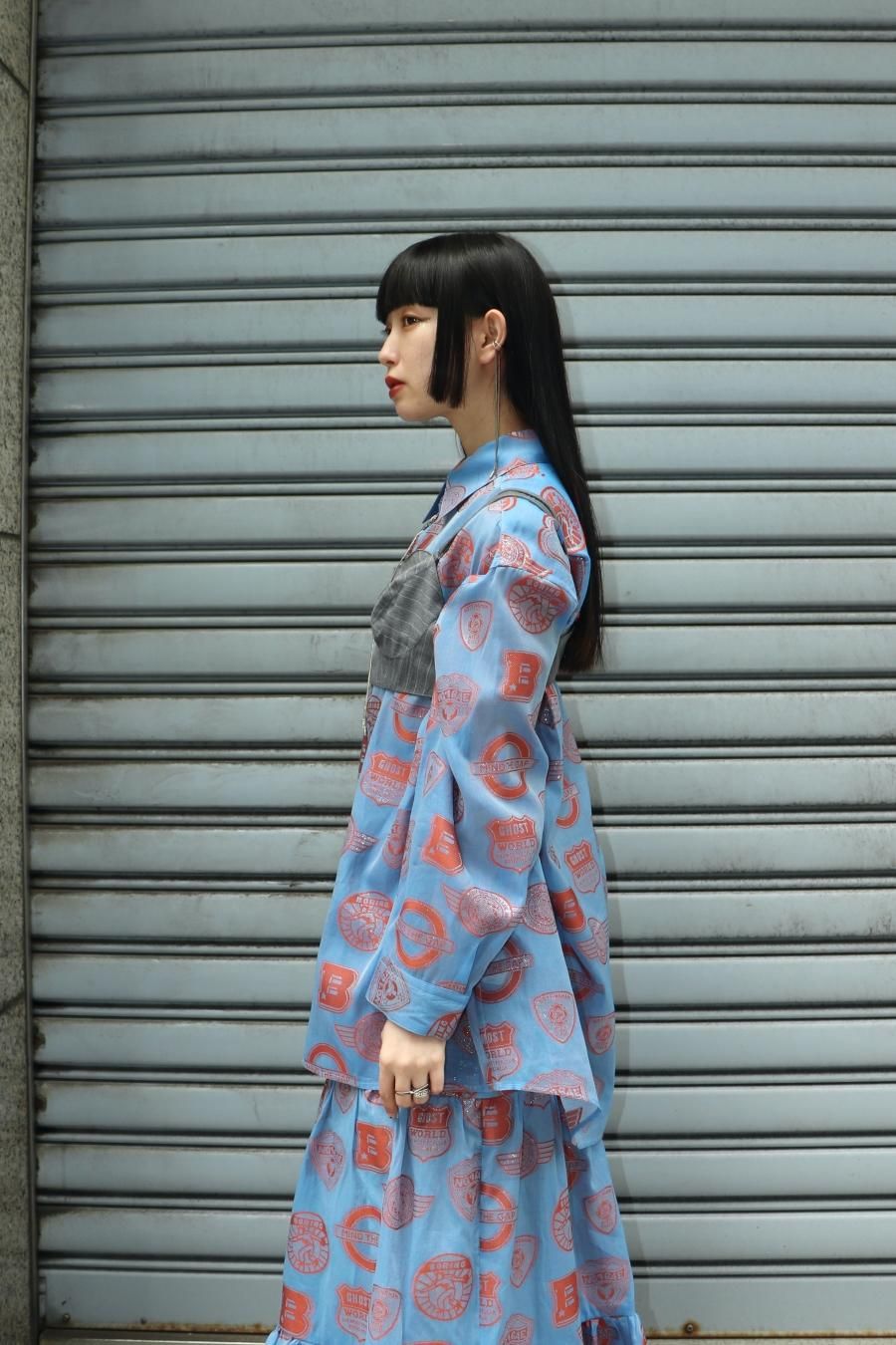 お値下BELPER✴︎MANY PATCH SHIRT(BLUE/ORANGE) BELPER（ベルパー）のMANY PATCH SHIRT BLUE/ORANGE（シャツ）の