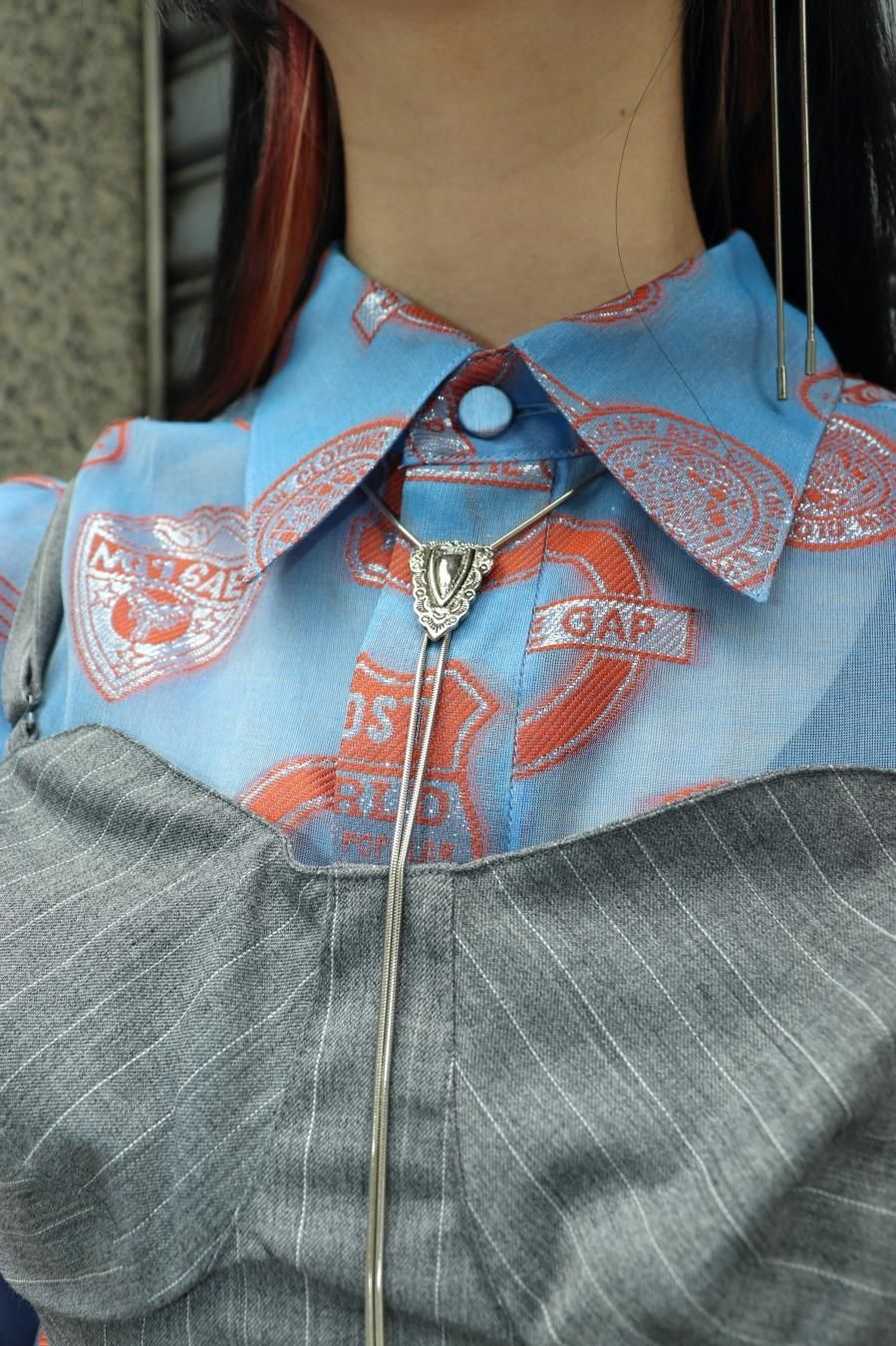 BELPER（ベルパー）のMANY PATCH SHIRT BLUE/ORANGE（シャツ）の