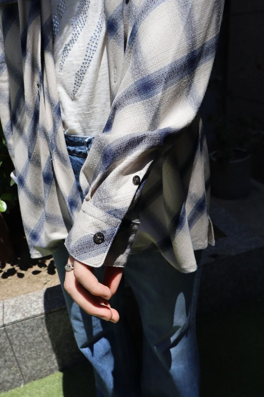 SUGARHILL（シュガーヒル）のRAYON OMBRE OPEN COLLAR BLOUSEの