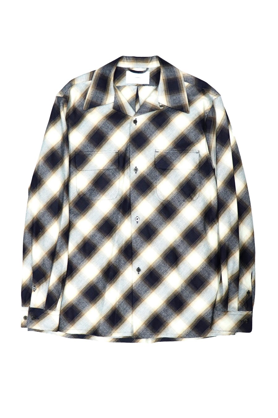 SUGARHILL  INDIGO COTTON OMBRE PLAID OPEN COLLAR BLOUSE<img class='new_mark_img2' src='https://img.shop-pro.jp/img/new/icons15.gif' style='border:none;display:inline;margin:0px;padding:0px;width:auto;' />