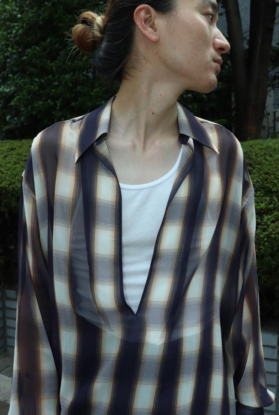SUGARHILL（シュガーヒル）のSHEER OMBRE BLOUSE INDIGO&BROWNの
