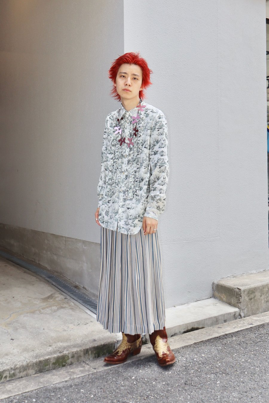 MASU（エムエーエスユー）のHICKORY PLEATS WRAPPED SKIRT BLUEの通販