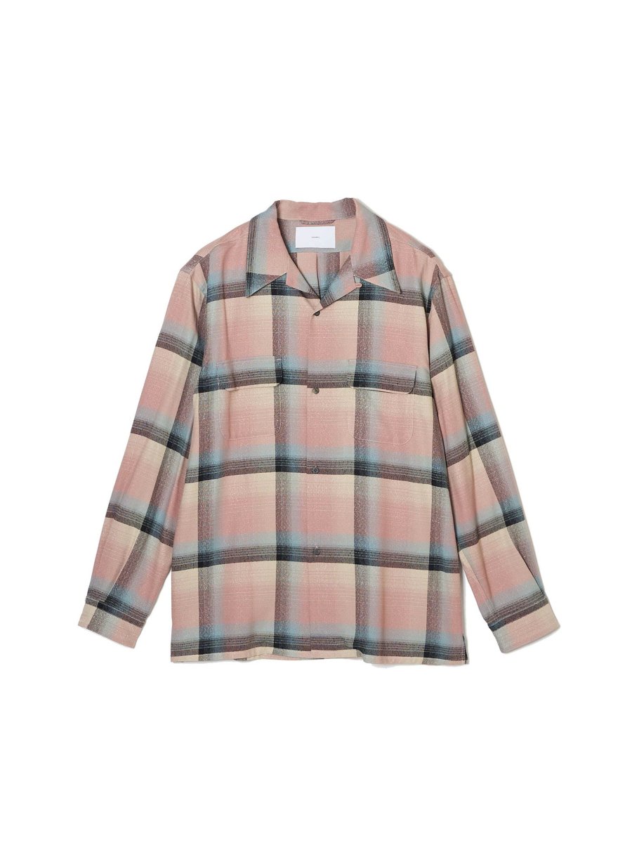 SUGARHILL  RAYON OMBRE PLAID OPEN COLLAR BLOUSE(PINK OMBRE)<img class='new_mark_img2' src='https://img.shop-pro.jp/img/new/icons15.gif' style='border:none;display:inline;margin:0px;padding:0px;width:auto;' />