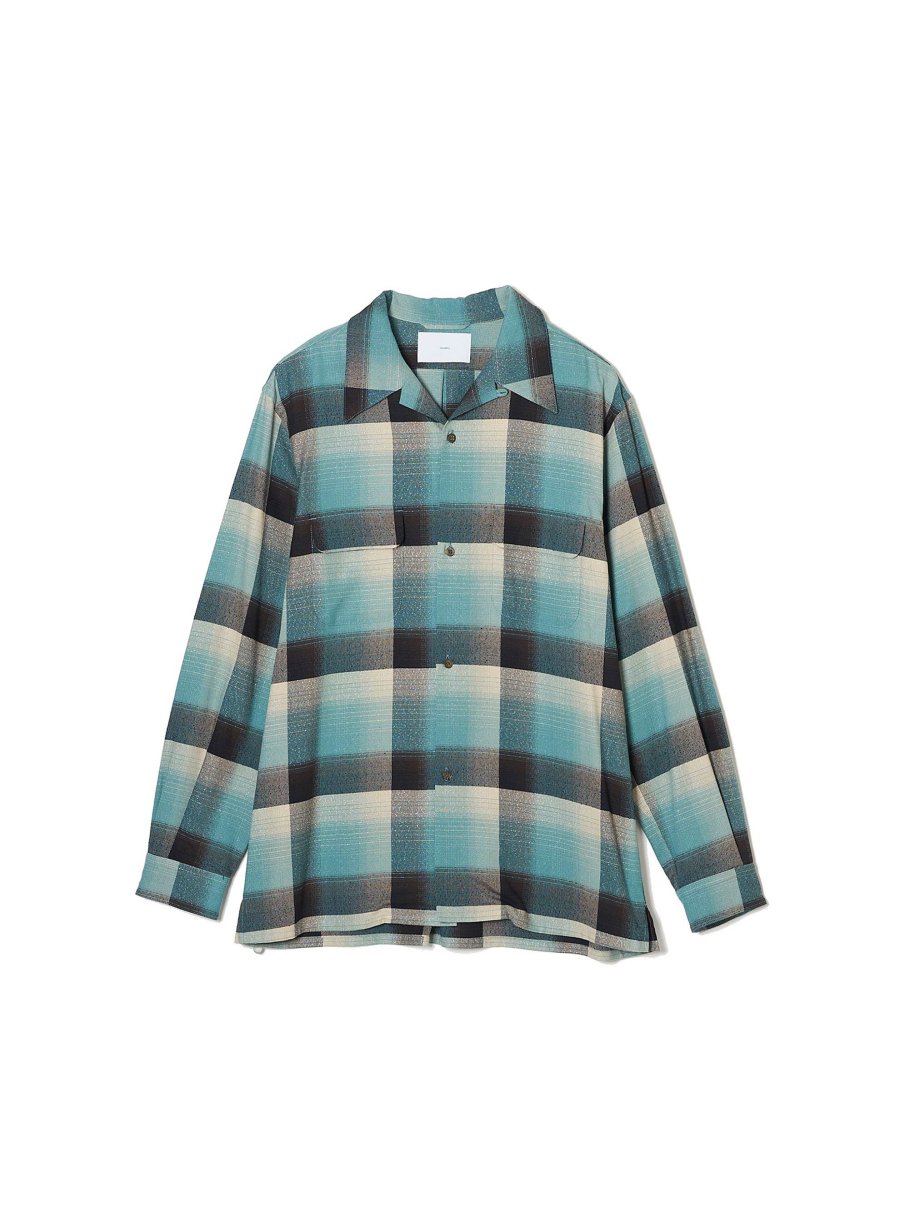 SUGARHILL  RAYON OMBRE PLAID OPEN COLLAR BLOUSE(GREEN OMBRE)<img class='new_mark_img2' src='https://img.shop-pro.jp/img/new/icons15.gif' style='border:none;display:inline;margin:0px;padding:0px;width:auto;' />