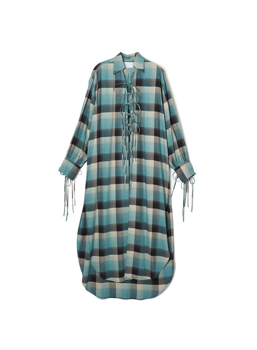 ワンピース BELPER / OMBRE PLAID HOODIE DRESS BELPER OMBRE PLAID HOODIE DRESS YELLOW | IAAAM ONLINE STORE