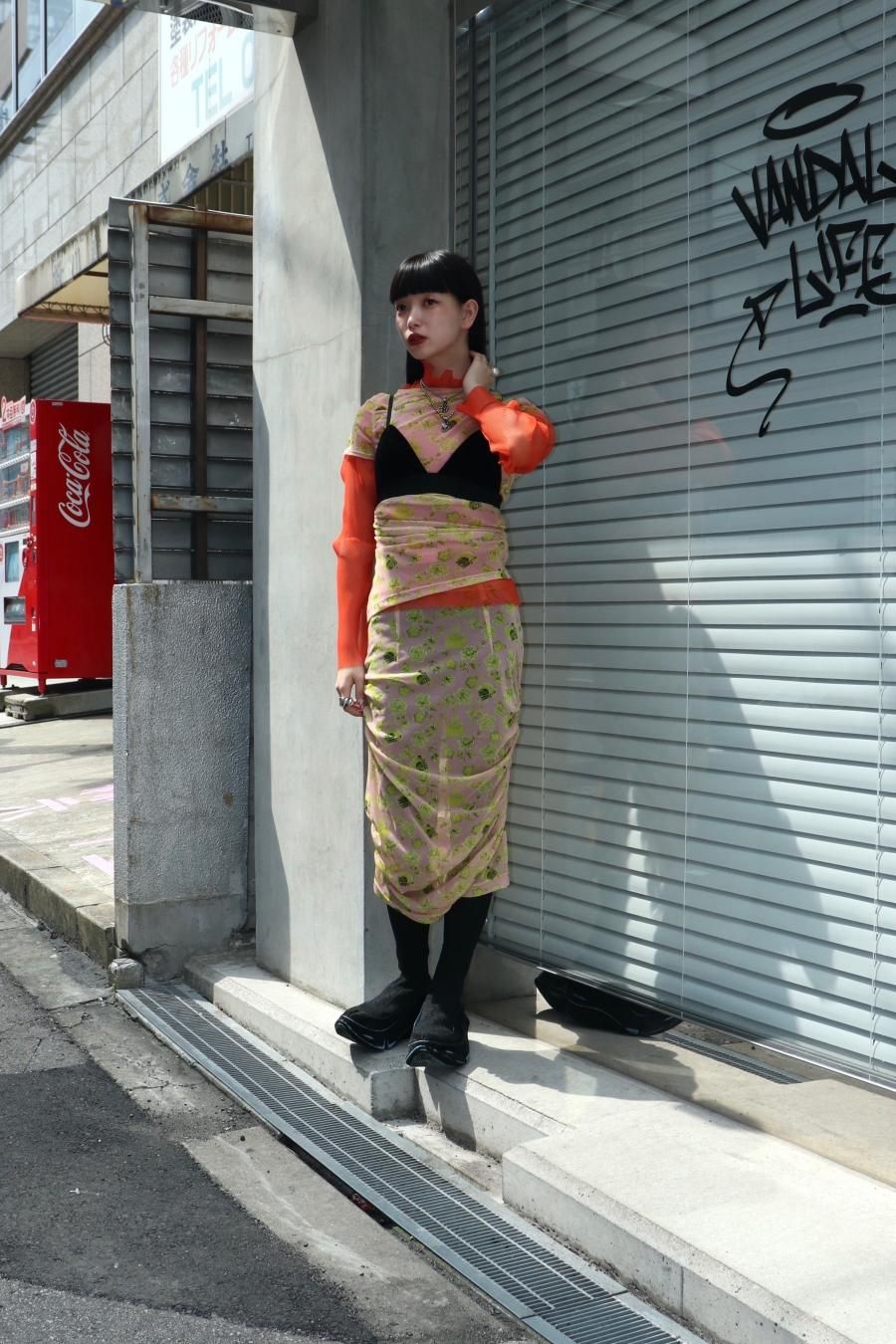 BELPER（ベルパー）のPRINTED MESH TOP PINK（トップス）の通販