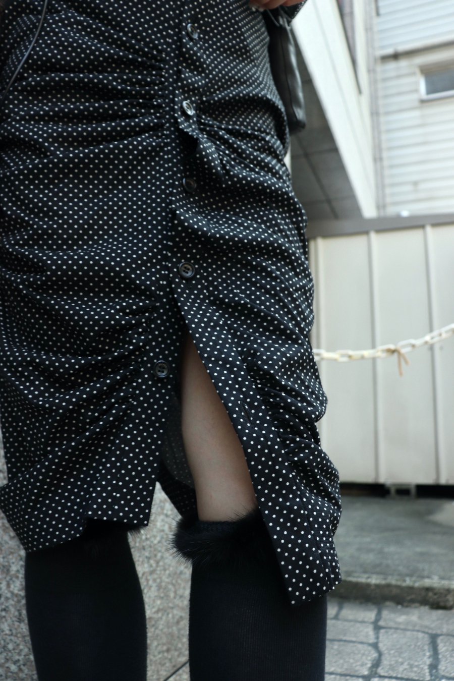 BELPER（ベルパー）のDOT GATHERED SKIRT BLACK（スカート）の通販サイト-大阪 堀江 PALETTE art  alive（パレットアートアライヴ）-