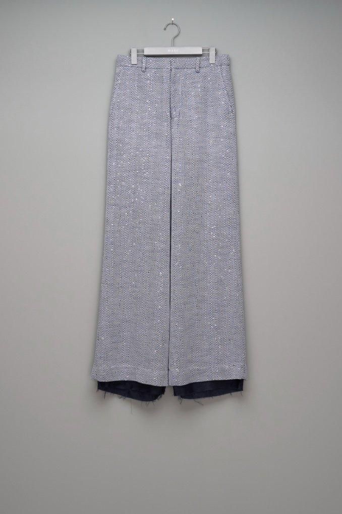 MASU（エムエーエスユー）のSPARKLING FLARE TROUSERS BLUEの