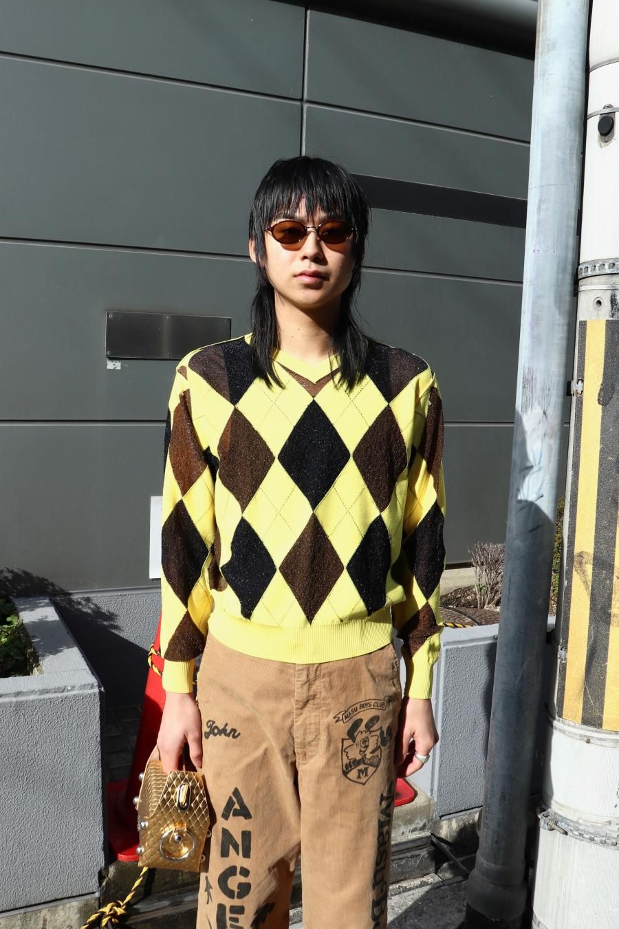 MASU(エムエーエスユー)のREVERSED ARGYLE SWEATER YELLOWの MASU(エムエーエスユー)のREVERSED ARGYLE SWEATER YELLOWの