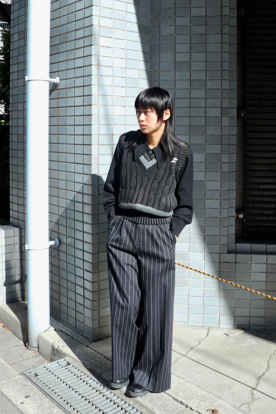 MASU（エムエーエスユー）のDECAYED SCHOOL KNIT VEST BLACKの
