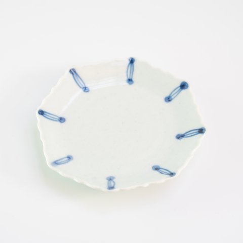 嬉野肥前吉田焼 224porcelain 輪花4寸皿 染付 小皿 5枚セット 2245