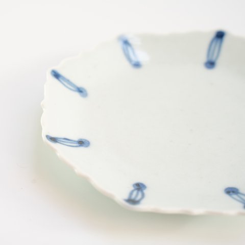 嬉野肥前吉田焼 224porcelain 輪花4寸皿 染付 小皿 5枚セット 2245