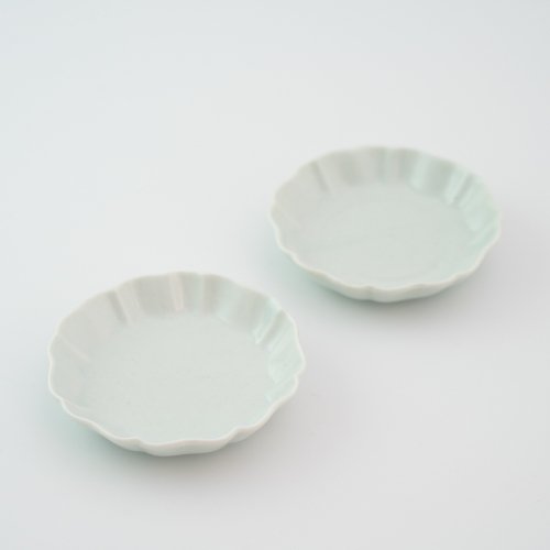 嬉野肥前吉田焼 224porcelain 輪花3寸皿 白瓷 2枚セット 2245