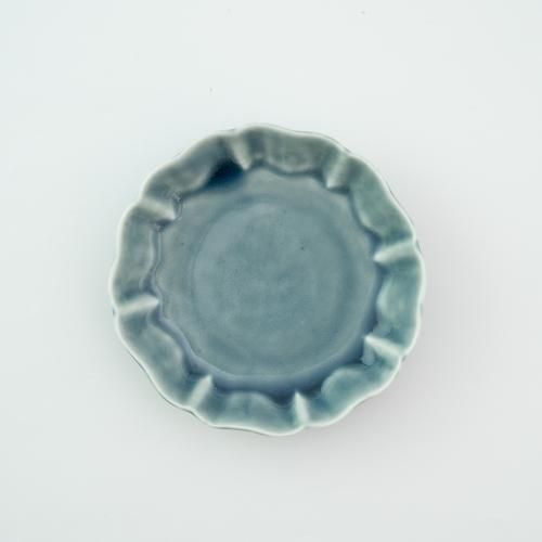 嬉野肥前吉田焼 224porcelain 輪花3寸皿 薄瑠璃 2枚セット 2245